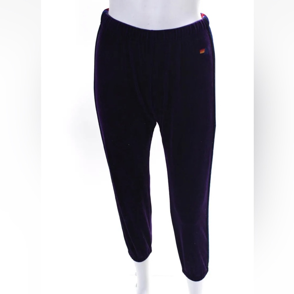 Aviator Nation Women's Velour Striped Joggers Purple Size XS